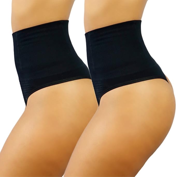 Photo 1 of ABLESA Thong Shapewear for Women Seamless Tummy Control Thong Panties Waist Cincher Girdle Underwear - 2 Pack Mid-Waist -- Size 2XL
