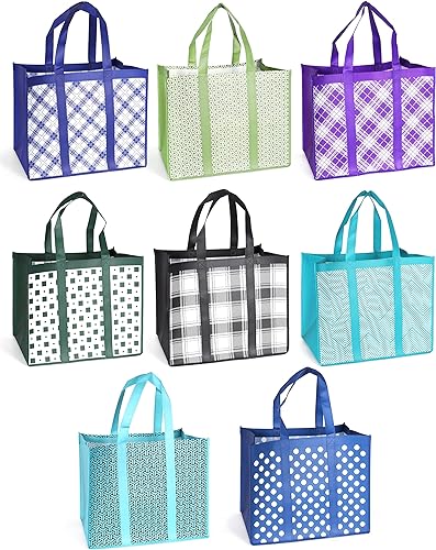 Photo 1 of 16PCS Reusable Grocery Bags, Sewing Heavy Duty Large Shopping Bags with Long Sturdy Handles, Foldable Waterproof Non-Woven Shopping Bags for Picnic, Foldable Tote Bags Bulk, 16.1 × 13 × 10.2inch
