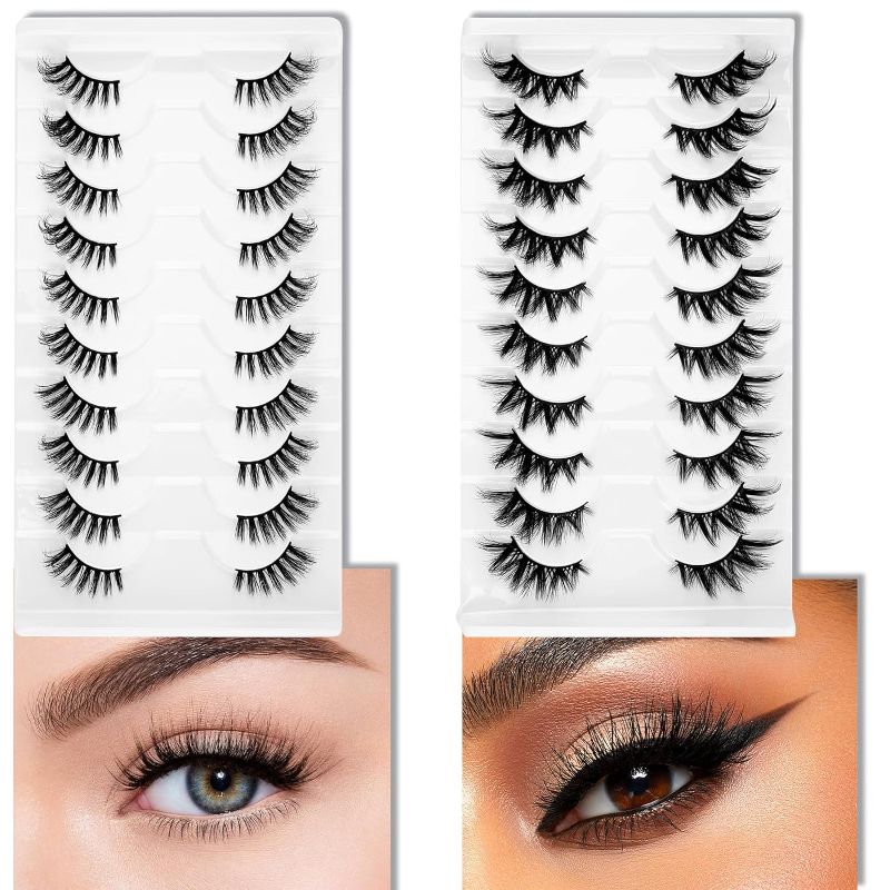 Photo 1 of 20 Pairs Natural-Look False Eyelashes, 3D Faux Mink Lashes, and Cat Eye Lashes for Women
