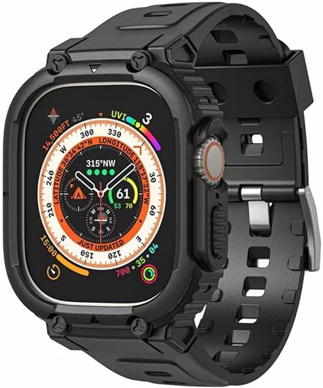 Photo 1 of Compatible for Apple Watch Band 49mm 45mm 44mm 41mm 40mm with Case Bumper, Military Tactical Sport Bands Rugged Protective Case for iWatch Series 8 7/Series 6 SE 5 4 Strap Tough Cover Shockproof MEN,Black 40mm/41mm
