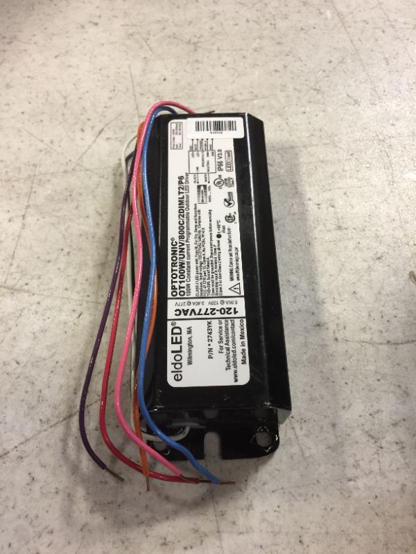 Photo 2 of eldoLED *2743XJ OPTOTRONIC 95W Constant Current 0-10V Dimmable LED Driver, Programmable Outdoor OTi95W/UNV/2750C/2DIM+/P6 (Osram 57509)
