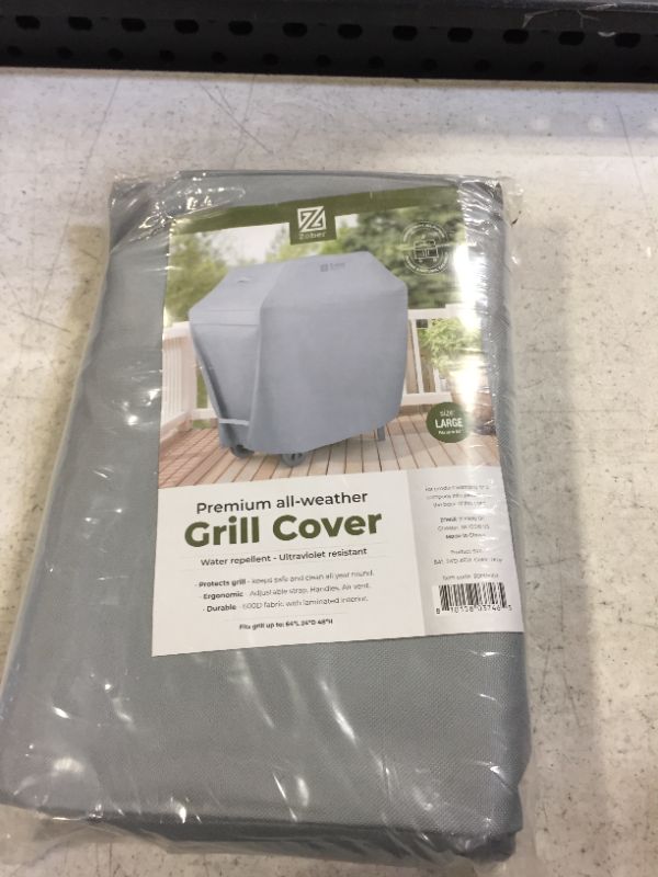 Photo 2 of Zober BBQ Grill Cover - 64 Inch Waterproof Double Layered Fits Weber Gas Grill Cover Charbroil Grill & Smoker - Gas Grill Covers w/ Air Vents, Dual Handles - 600D Oxford Fabric, Gray 64 Inch Gray