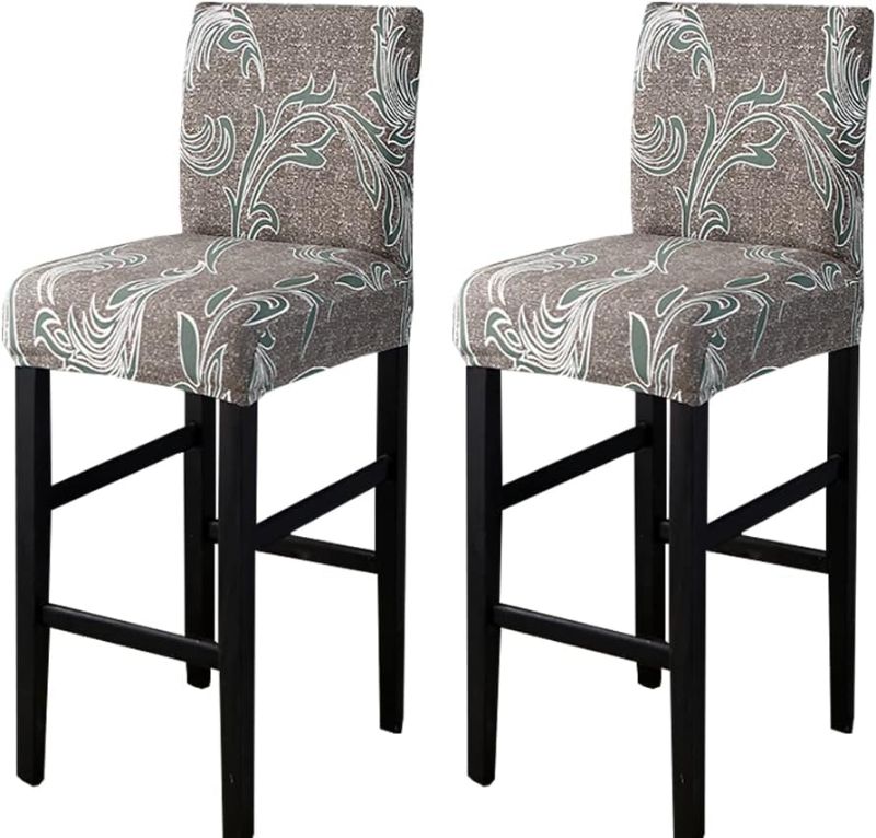 Photo 1 of Bar Stool Covers,2 Pack Stretch Bar Stool Covers with Backs Removable Bar Stool Chair Covers Basrstool Covers Slipcovers with Back Pub Counter Height Side Chair Covers with Elastic Bands Dark Gray
