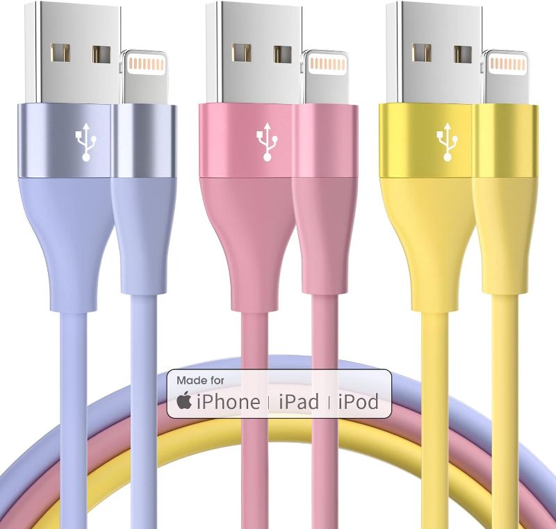Photo 1 of [Apple MFi Certified] iPhone Charger 3Pack 10FT Lightning Cable Fast Charging iPhone Charger Cord Compatible with iPhone 14 13 12 11 Pro Max XR XS X 8 7 6 Plus SE and More - Colorful
