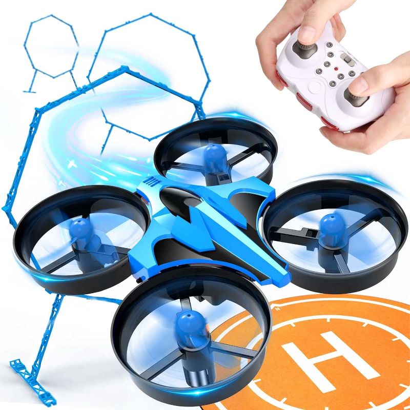 Photo 1 of Dolanus Mini Drone for Kids Beginner - Fun Fly Racing Games, More Accessories RC Indoor Small UFO with Multiple Modes and 2 Batteries, Propeller Remote Control Quadcopter Helicopter for Boys, Blue, 8+
