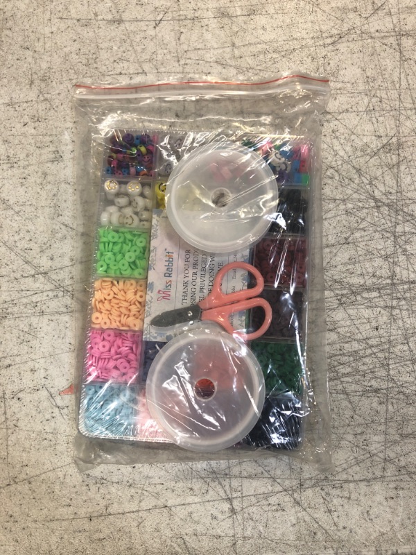 Photo 2 of 3300 pcs Clay Beads for Bracelet Making Kit with 7 Kinds of Smiley Face Beads, Colorful Polymer Disc Clay Beads Fruit Beads Kit with Elastic Cords for Jewelry Making Supplies( Include organizing Box )
