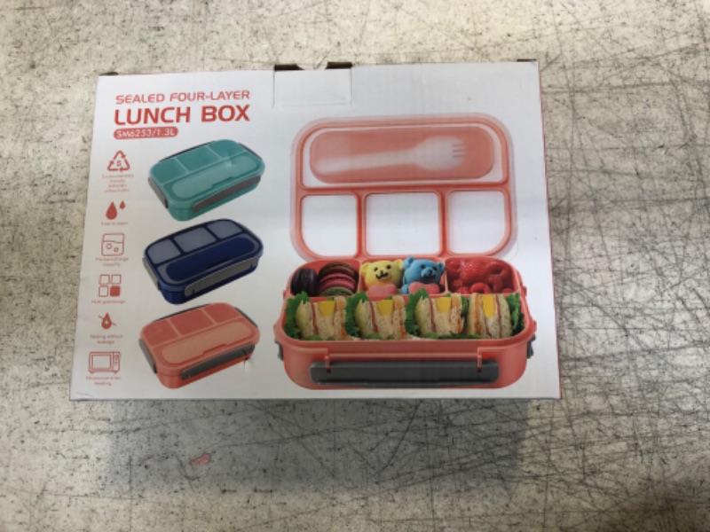 Photo 1 of Amathley Lunch Box Kids,Bento Box Adult Lunch Box,Lunch Containers for Adults/Kids/Toddler,1300ML-4 Compartment Bento Lunch Box,Microwave & Dishwasher & Freezer Safe,BPA Free (Pink)
