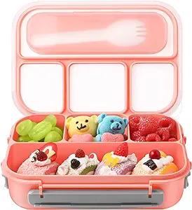 Photo 1 of Amathley Lunch Box Kids,Bento Box Adult Lunch Box,Lunch Containers for Adults/Kids/Toddler,1300ML-4 Compartment Bento Lunch Box,Microwave & Dishwasher & Freezer Safe,BPA Free (Pink)
