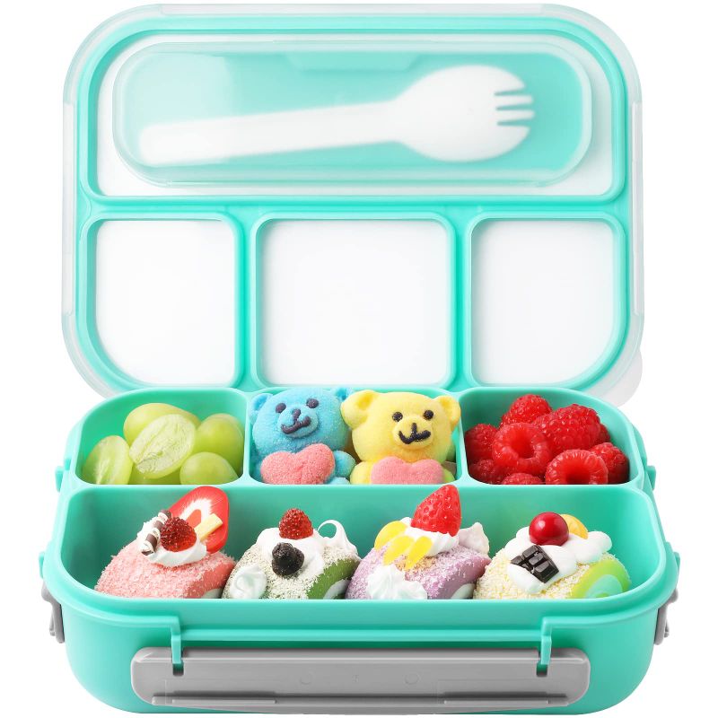 Photo 1 of Amathley Lunch Box Kids,Bento Box Adult Lunch Box,Lunch Containers for Adults/Kids/Toddler,1300ML-4 Compartment Bento Lunch Box,Microwave & Dishwasher & Freezer Safe,BPA Free (Green)