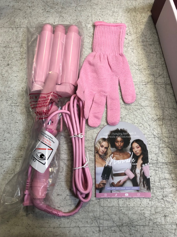 Photo 1 of Mermade Hair | 1" Mini Pro Waver | Three Barrel Curling Iron for Beach Waves 25mm Pink