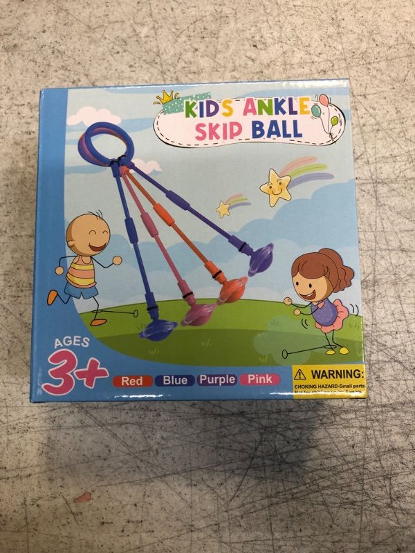 Photo 2 of Britik Ankle Skip Ball for Kids - Foldable Double Rod Flash Wheel Skip It, Indoor Outdoor Fitness Game Toys, Gift for 6 7 8 9 10 Year Old Kids Boys & Girls