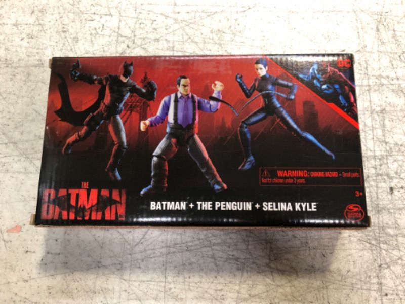 Photo 2 of DC Comics, Batman 3-Pack with Exclusive 4” Batman, Selina Kyle, The Penguin Action Figures, 3 Accessories, Batman Movie Kids Toys (Amazon Exclusive) Figures 3-pack