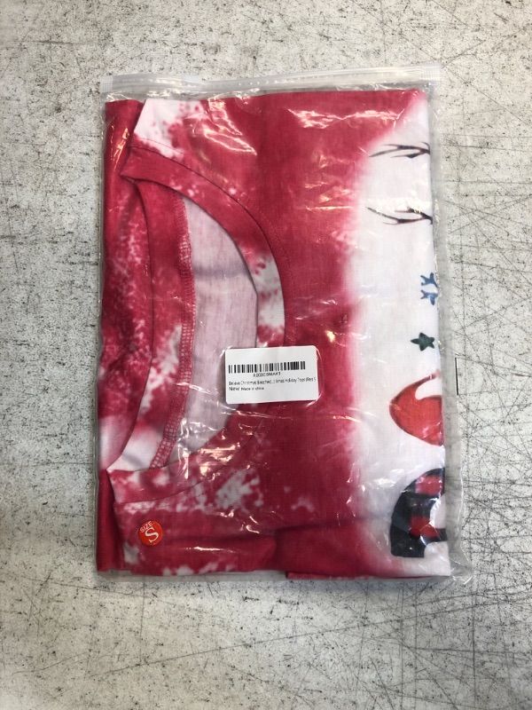 Photo 1 of Believe Christmas Bleached T-Shirt Women Christmas Plaid Leopard Graphic Shirt Funny Letter Print Xmas Holiday Tops Small 