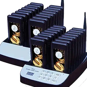 Photo 1 of SHIHUI 32 Coaster Pager Buzzer+1 Keypad Caller Wireless Paging Calling System Guest Waiting Pager for Restaurant Cafe Shop Customer take Food
