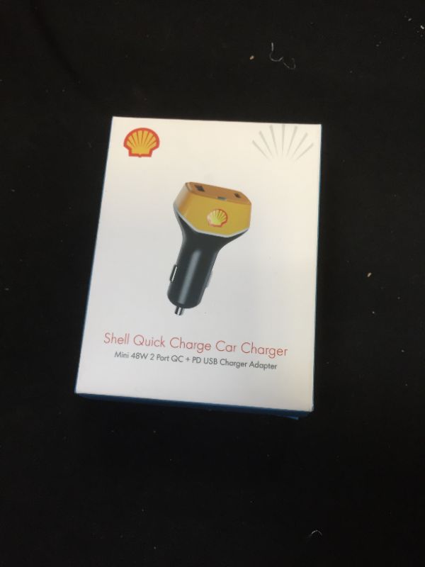 Photo 1 of Shell iPhone Car Charger, 48W Dual Port USB Fast Car Charger, 30W PD USB C + 18W QC USB A, Car Charger Adapter for iPhone 13 /Pro/Max/Mini, iPad Pro/Air/Mini, MacBook Air, Tablets, GPS, etc.
