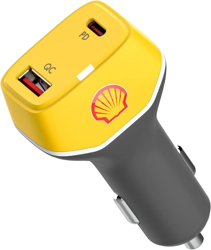 Photo 1 of Shell iPhone Car Charger, 48W Dual Port USB Fast Car Charger, 30W PD USB C + 18W QC USB A, Car Charger Adapter for iPhone 13 /Pro/Max/Mini, iPad Pro/Air/Mini, MacBook Air, Tablets, GPS, etc.
