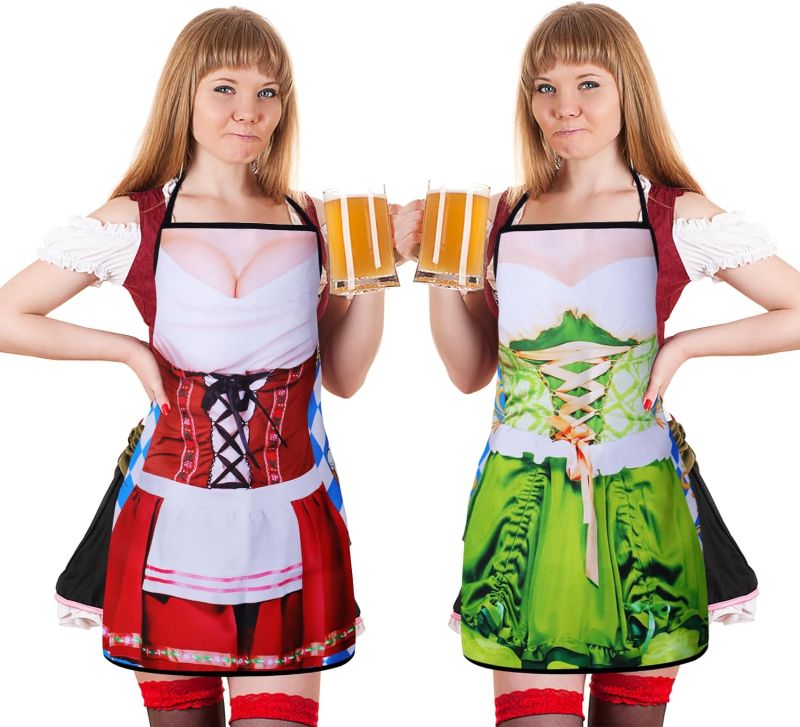 Photo 1 of ATROPOS 2 Pcs Oktoberfest Apron Female German Oktoberfest Dress Novelty Aprons for Woman German Oktoberfest Party Decor
