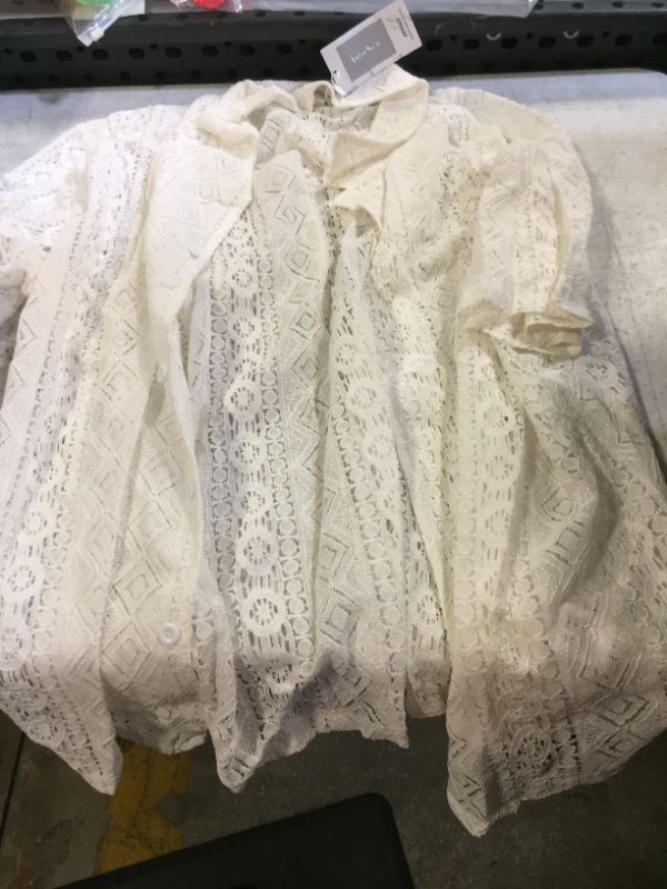 Photo 1 of AstoSeu Mens Lace Shirt Short Sleeve Floral Sheer Button Down Holiday Hollow Out See Through Shirt  Small