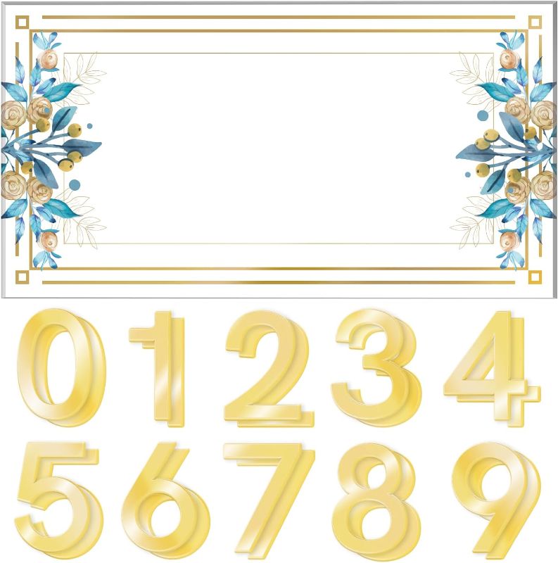 Photo 1 of Address Plaque, House Numbers for Outside Modern(12" x 6.3") Custom Sign, Address Signs for Houses, Numbers for House Address Outside, With 2 Sets of Gold Numbers
