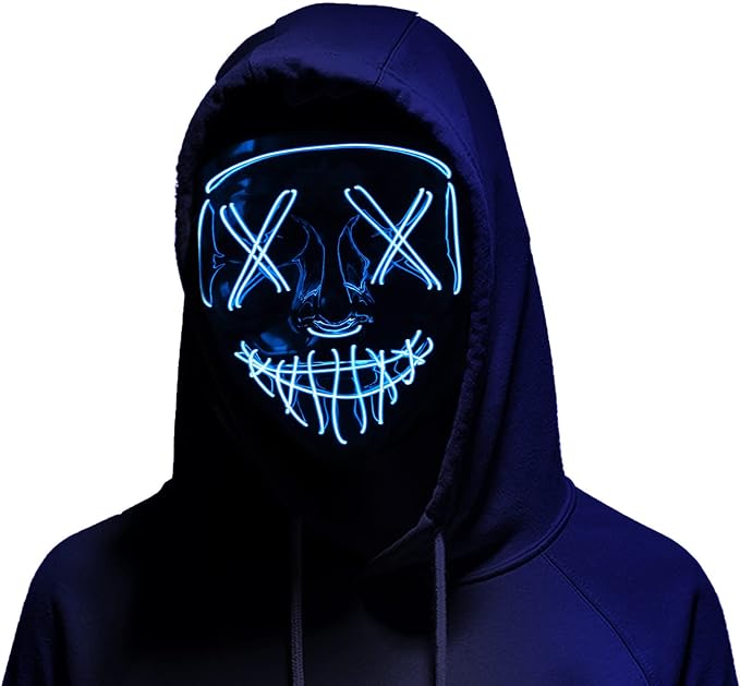 Photo 1 of Halloween Mask, LED Glow Scary Halloween Face Mask for Festival Cosplay Halloween Costume Masquerade Parties, Carnival,Gifts
