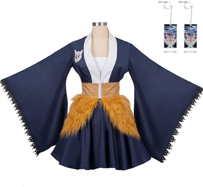 Photo 1 of Anime Tanjirou-Zenitsu-Inosuke-Shinobu-Kyoujurou Kimono Maid Dress - MIAQIWUYU Halloween Cosplay Costume For Girls Women- SIZE L 
