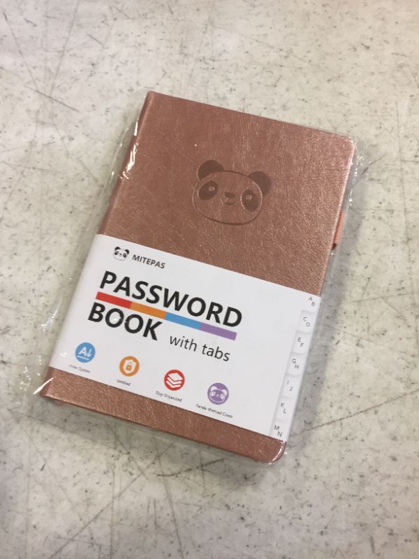 Photo 2 of MITEPAS Animal-Themed Password Book with Alphabetical Tabs - Hardcover Internet Password Notebook & Organizer, Password Keeper Book for Secure Website Login Details at Home or Office Panda-Themed (5.3 x 7.6") Rose Gold