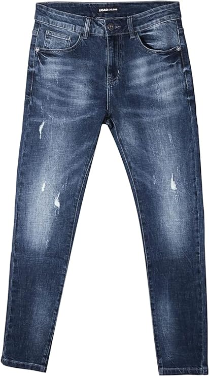 Photo 1 of DENIMRAW Ripped Skinny Jeans for Mens Jeans Slim Fit Stretch 586 Comfort Mens' Tapered Jeans, Middle Blue/Light Blue- SIZE 38
