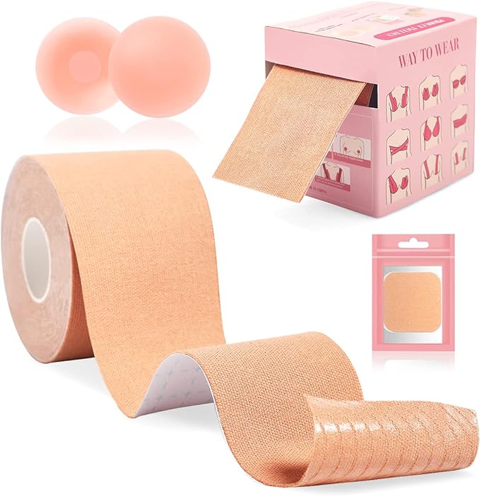 Photo 1 of Altheanray Boob Tape Boobytape for Breast Lift Tape for Large Breasts,A to G Adhesive Bra Tape Silicone Nipple Covers 16.4ft
