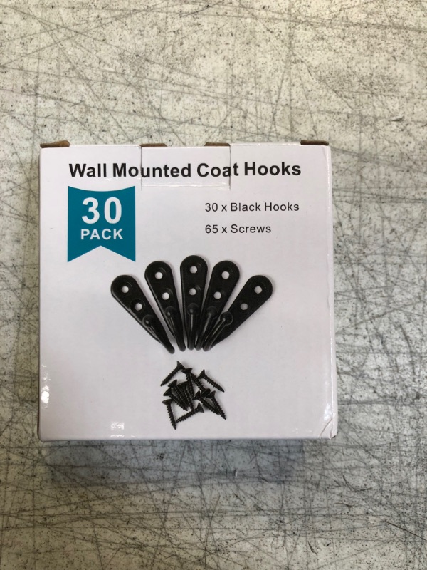 Photo 3 of 30PCS Black Hooks for Hanging Towel, Wall Mounted Coat Hooks Robe Hook with 60 Screws for Bedroom/Entryway/Closet/Kitchen/Office, Small Heavy Duty Hooks, Hat Cup Mug Hooks, Hooks for Wall DIY Hook