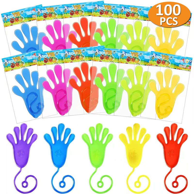Photo 1 of 100 Pcs Sticky Hands Party Favors, 2 Inch Bulk Stretchy Toys, Easter Basket Stuffer for Kids, Treasure Box Toys For Classroom Rewards, Kids' Party Supplies For Pinata Stuffers, Carnival Prize (Original)