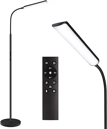 Photo 1 of Dimunt LED Floor Lamp, Bright 15W Floor Lamps for Living Room with 1H Timer, Stepless Adjustable 3000K-6000K Colors & Brightness Standing Lamp with Remote & Touch Control Reading Floor Lamps
