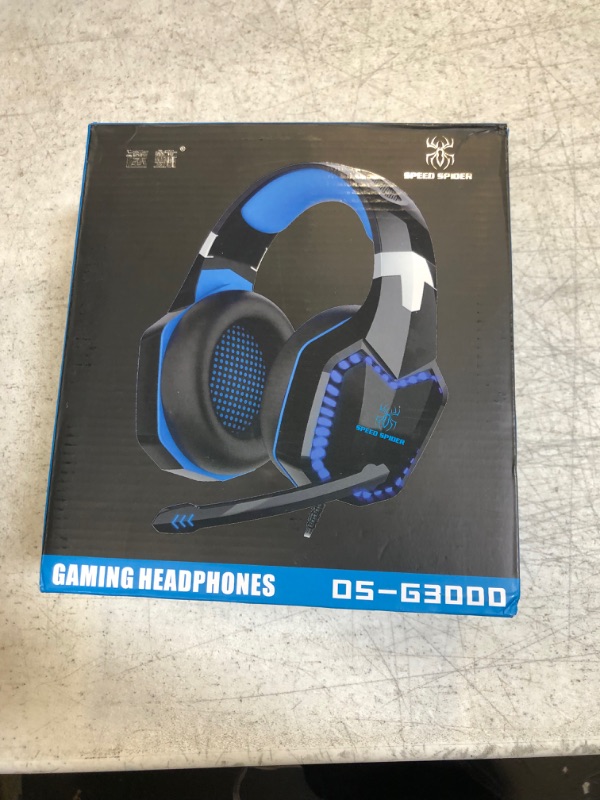 Photo 3 of sktome Gaming Voice Changer Headset with Mic, Cool LED Light Over-Ear Headphones with Volume Control, Noise Reduction Voice Changer Gaming Headset for PS4/PS5/Xbox One/PC/Phone/Laptops(Blue)
