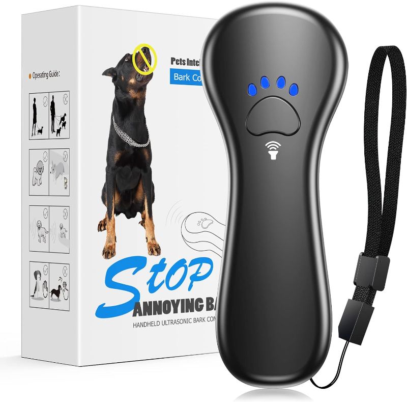 Photo 1 of Ahwhg New Anti Barking Device,Dog Barking Control Devices,Rechargeable Ultrasonic Dog Bark Deterrent up to 16.4 Ft Effective Control Range Safe for Human & Dogs Portable Indoor & Outdoor (Black)
