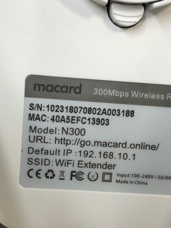Photo 3 of Macard Wi Fi Range Extender 300 Mbps Supports New 802.1 Devices Model N 300
