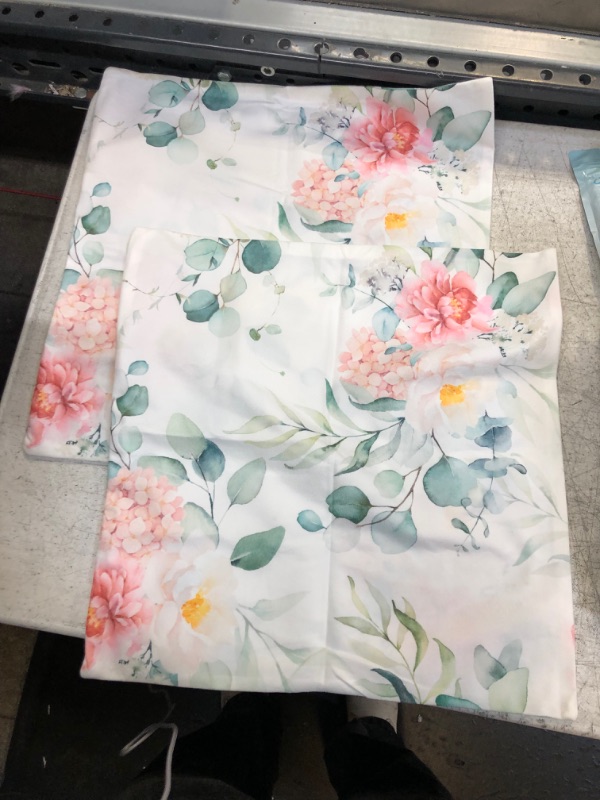 Photo 1 of 2 Pack White Floral Pillow Covers 18x18"