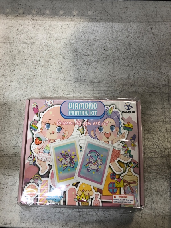 Photo 2 of MAILUREN Diamond Painting Kits for Kids, Gem Art Kit, 5D Gem Double Side Keychains, Diamond Art Stickers, Unicorn Diamond Painting, with Colorful Box
