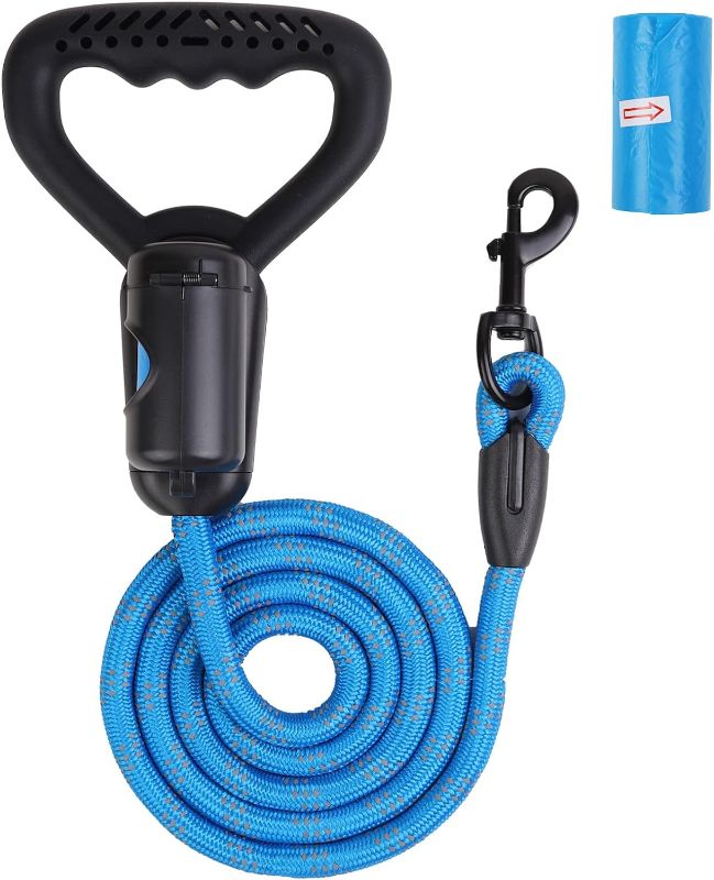 Photo 1 of 5 FT Rope Dog Leash, Dog Leash Reflective Rope, Heavy Duty Dog Leash for Small Medium Large Dogs Nylon Puppy Leash Blue
