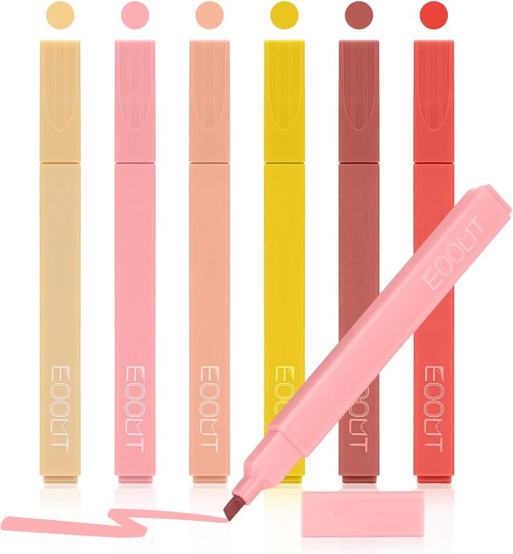 Photo 1 of EOOUT 6pcs Aesthetic Cute Highlighters with Assorted Colors, Bible Highlighters and Pens No Bleed, Soft Chisel Tip, Dry Fast, Easy to Hold for Journal Notes School Office Supplies (Earthy) (PACK OF 2)