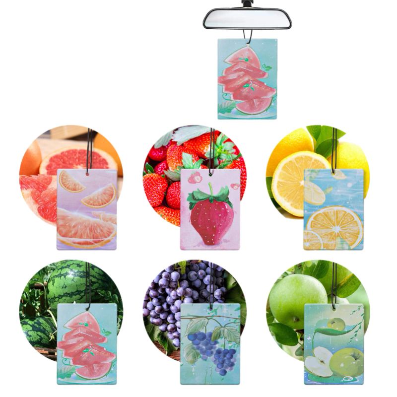 Photo 1 of 12 Pcs Car Air Fresheners, Fruit Flavored Car Air Fresheners Hanging, Air Freshener Individual Packaging, 6 Scents Option- Apple, Grape, Lemon, Watermelon, Strawberry, Grapefruit