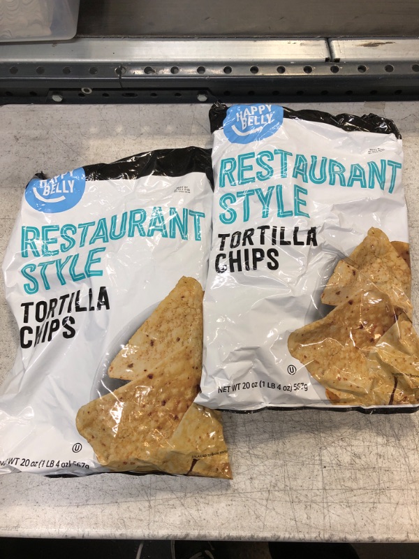 Photo 2 of Amazon Fresh - Restaurant Style Tortilla Chips, 20 oz (Previously Happy Belly, Packaging May Vary) (PACK OF 2) (BB 23OCT23)