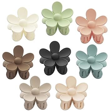 Photo 1 of 8Pcs Flower Hair Clips for Women, 3.5 Inch Large Claw Clips for Thick Hair, Cute Flower Claw Clip, Matte Hair Claw Clips Strong Jaw Clips, Medium Hair Claws for Girls
