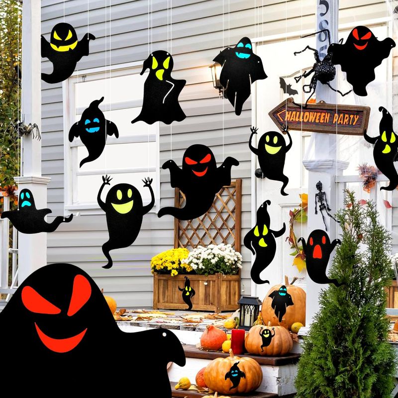 Photo 1 of 12Pcs Halloween Decoration Hanging Ghost, Flying Halloween Outdoor Decor Ghost, 12 Shapes, Realistic Scary Ghost for Hanging in Tree, Porch, Indoor (PACK OF 2)