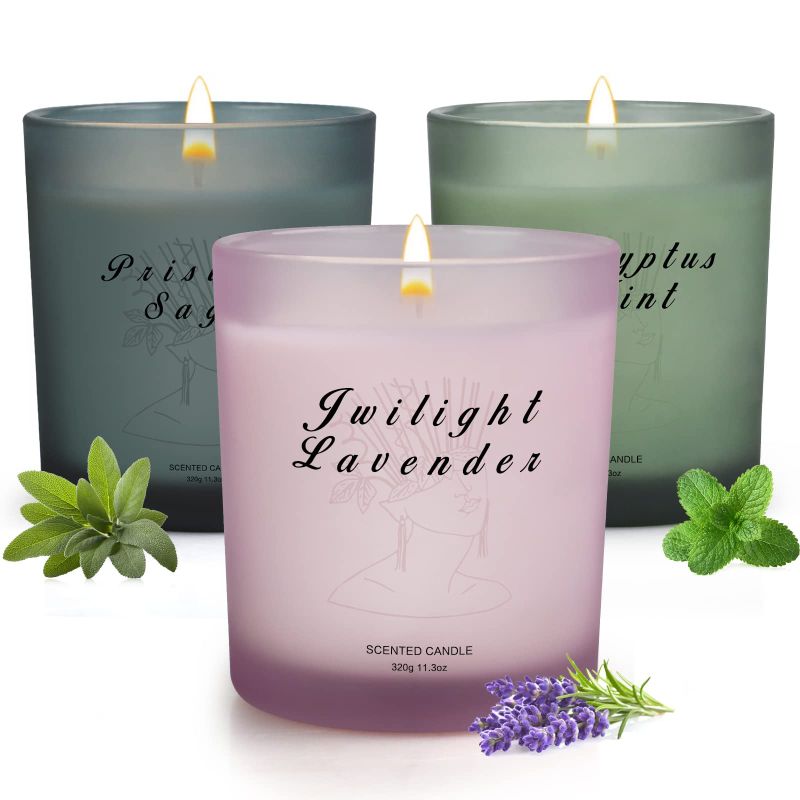 Photo 1 of 3 Pack Candles, Sage Candles for Home Scented, 36 OZ Aromatherapy Candles Gifts for Women, 210 Hour Long Lasting Jar Candles for Mothers Day Gifts Birthday Mom Thanksgiving Day Present Lavender Sage Eucalyptus&Mint