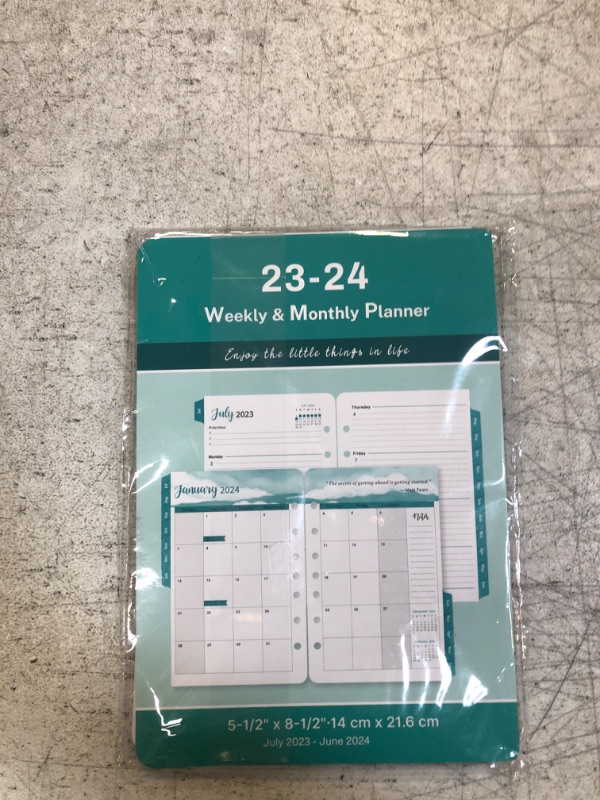 Photo 2 of 2023-2024 Monthly Planner Refill, 14 Months Planner Runs from November 2023 to December 2024, Two Pages Per Month, 7-Hole Refill Planner with Tabs, Desk Size 4, 5.8" x 8.3", Ocean
