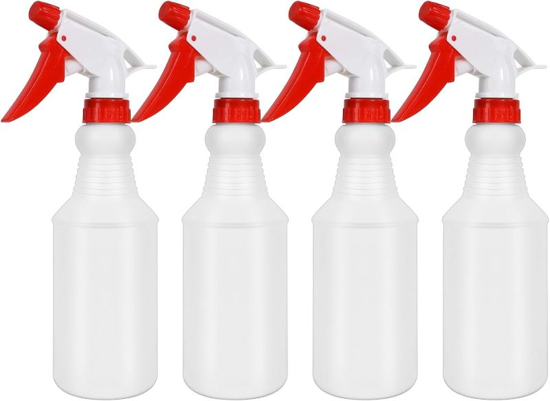 Photo 1 of 4 Pack 500 ml 17 oz Plastic Spray Bottles with Steam & Fine Mist Sprayers. Refillable Empty Bottles for Cleaning Solutions, Plant, Hair, Bleach, Vinegar, Alcohol Safe.
