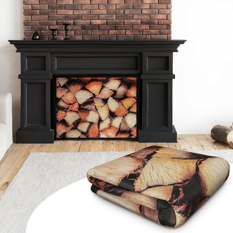 Photo 1 of Choice Home Goods Magnetic Fireplace Cover - Cozy Wood Design Fireplace Draft Blocker - Fire Place Cover for The Living Room - Fireplace Insulation Draft Stopper - Fireplace Blanket - 45 x 34”
