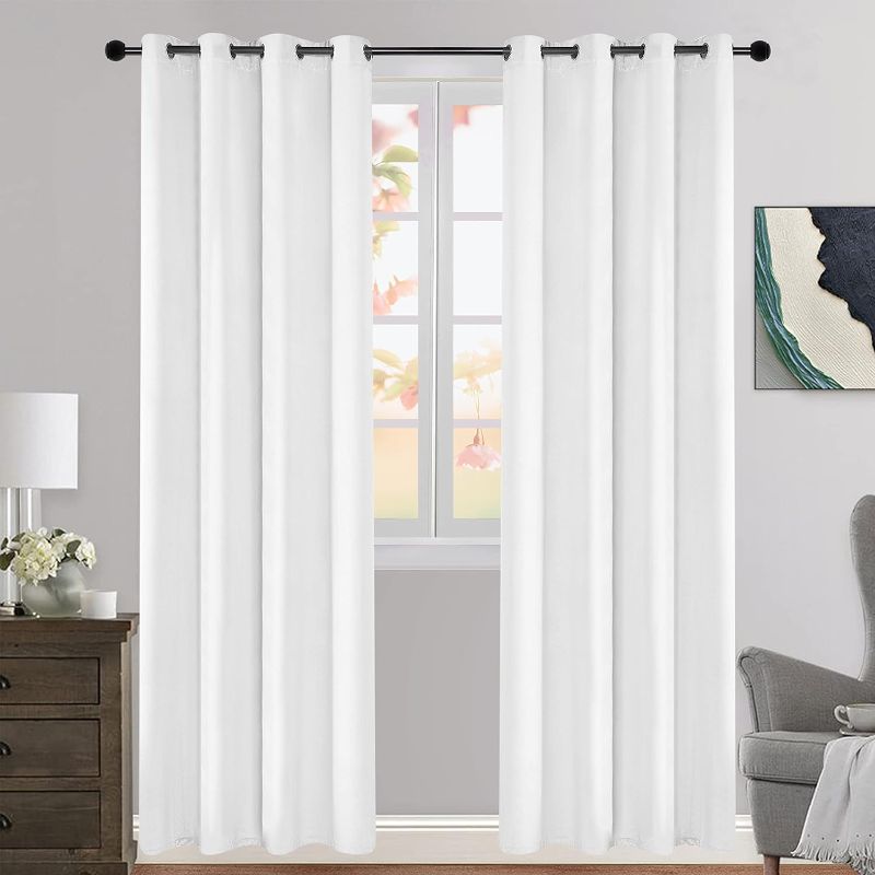 Photo 1 of ZHAOFENG White Velvet Curtains 72 inches with Grommet, Blackout Soft Luxury Thick Sunlight Dimming Heat Insulated Privacy Protect Velour Drapes for Living and Dining Room, 2 Panels, W52 x L72 Inches
