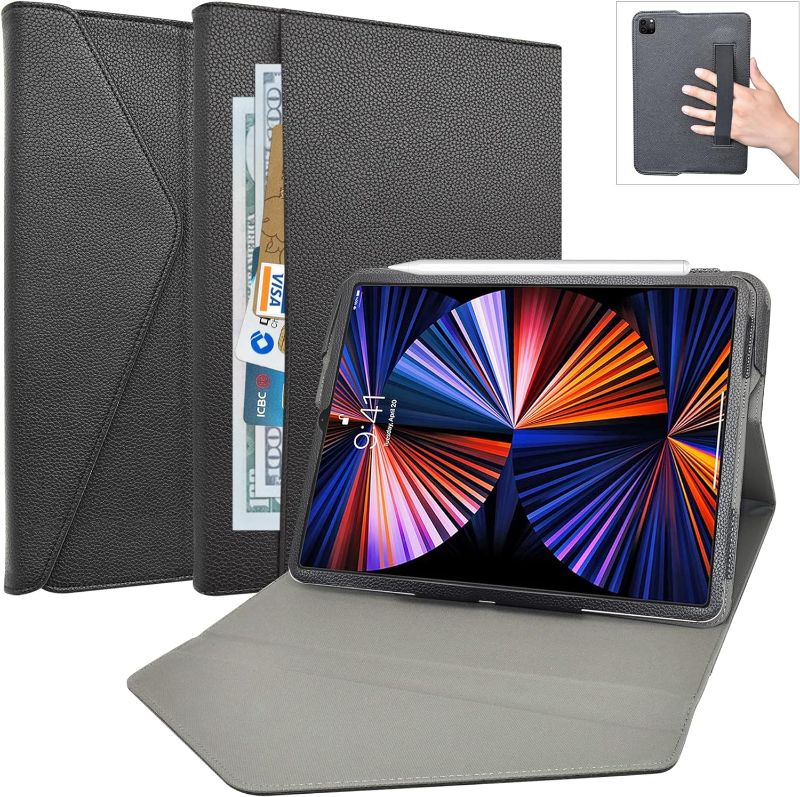 Photo 1 of Alapmk for iPad Pro 12.9 Case 2022/2021/2020/2018,Detachable Design Folio Multiple Angles Cover with Pocket & Auto Sleep/Wake for iPad Pro 12.9 Inch 2022/2021/2020/2018 (6th/5th/4th/3rd Gen),Black
