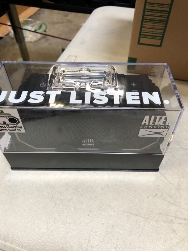 Photo 2 of altec lansing mini lifejacket jolt bluetooth speaker with qi, up to 16 hours of battery life, waterproof portable speaker, voice assistant, black