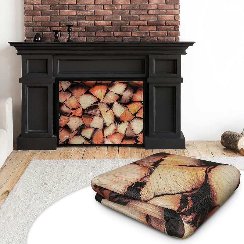 Photo 1 of Choice Home Goods Magnetic Fireplace Cover - Cozy Wood Design Fireplace Draft Blocker - Fire Place Cover for The Living Room - Fireplace Insulation Draft Stopper - Fireplace Blanket - 45 x 34”


